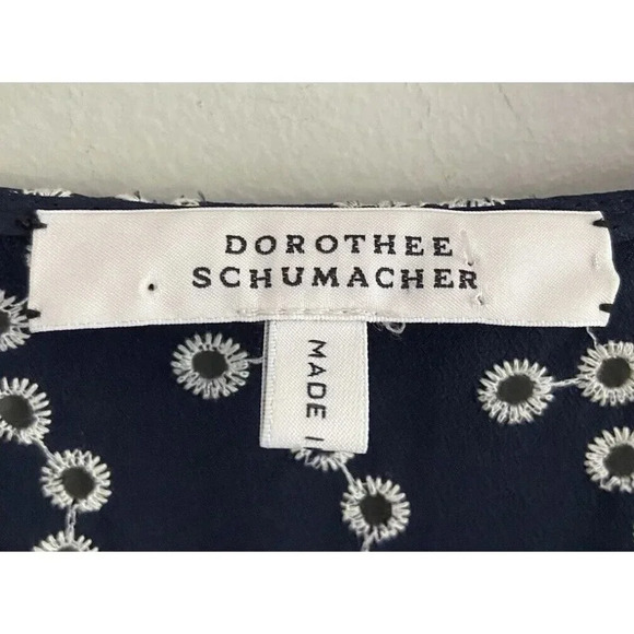 Dorthee Schumacher Dress Fit Flare Eyelet Lace Front Corset Navy Blue 1 Small - Picture 2 of 5